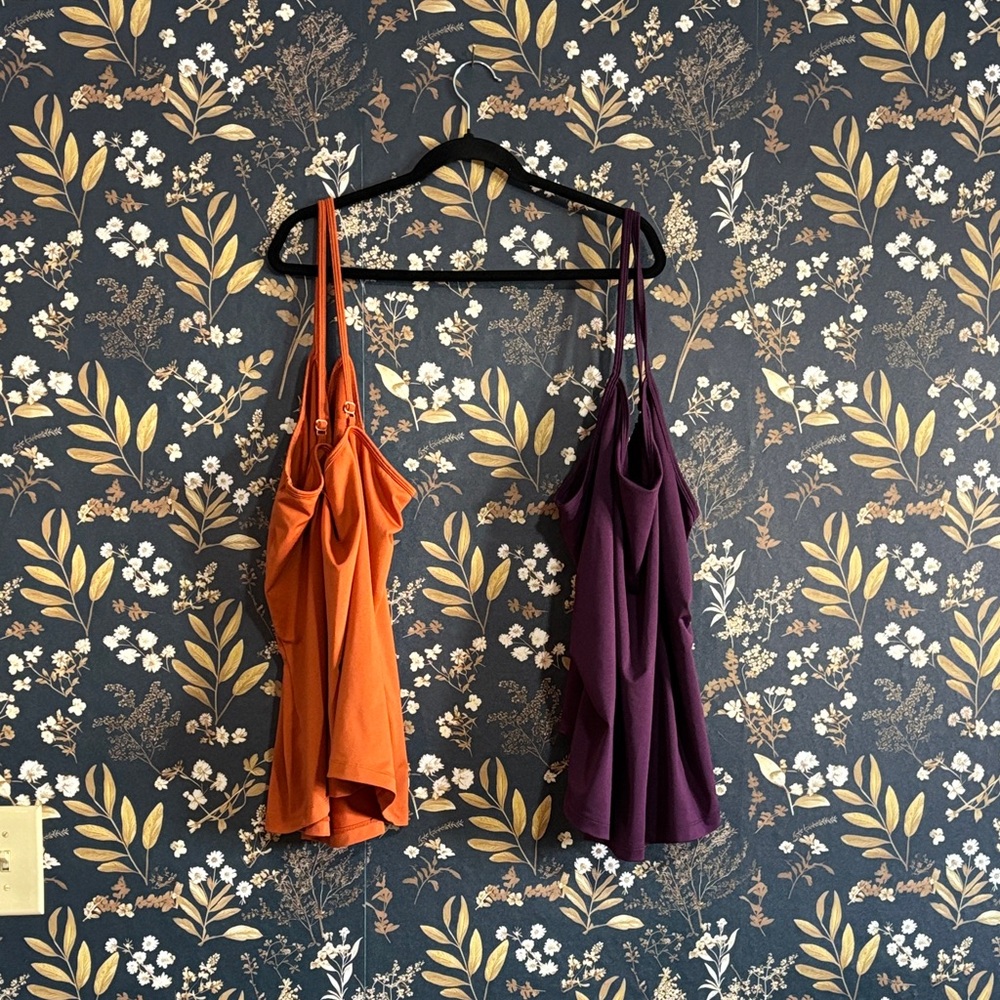 Lane Bryant Deep Purple Burt Orange Tank Top Set of 2
